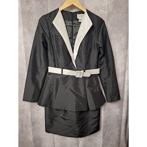 Rachel Allan Long Sleeve V-Neck Cocktail Dress Sz 6 Peplum Wedding Formal - Picture 3 of 9